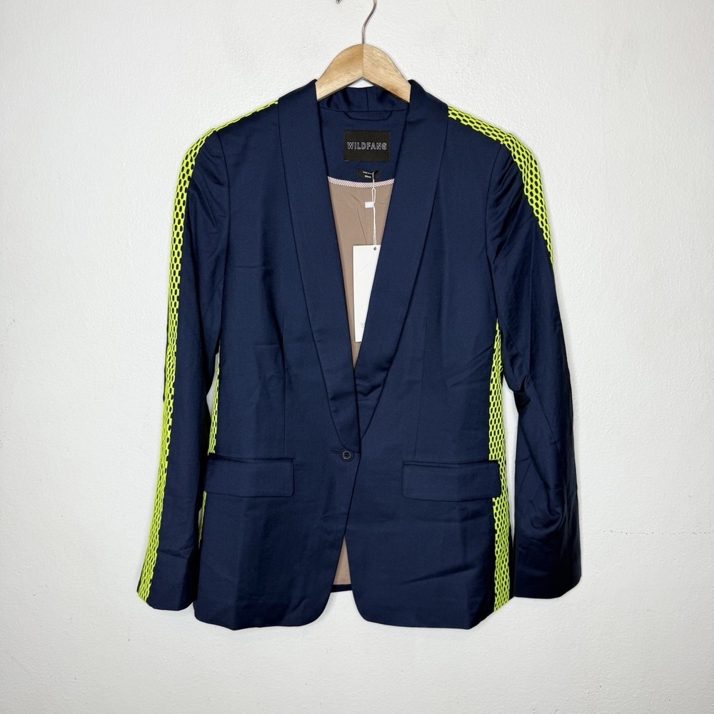 New Wildfang The Empower Colorblock Tux Blazer Navy Blue Green Womens Small